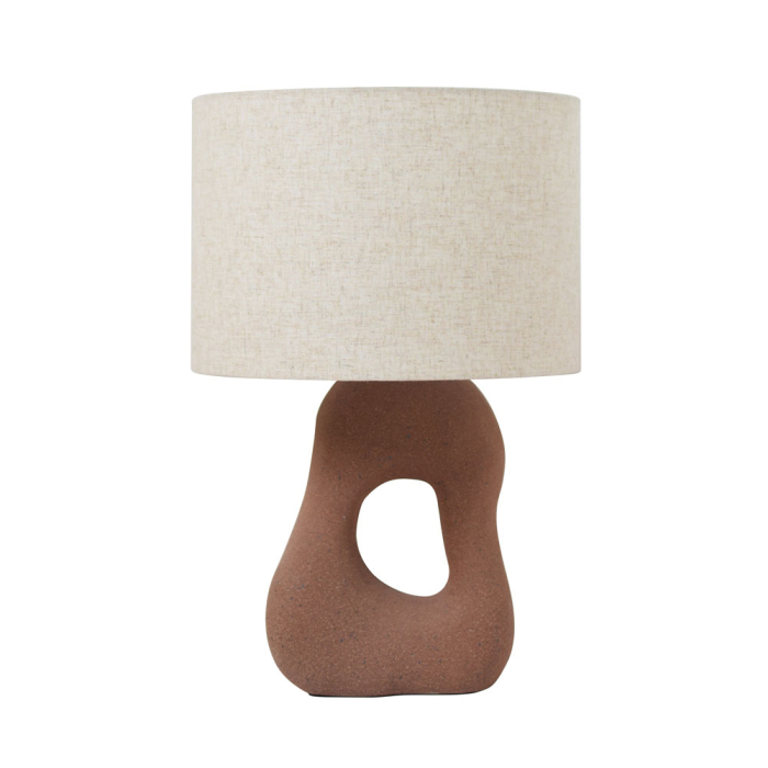 Lampă de masă din ceramică maro cu abajur textil bej – model PIERRE [1]
