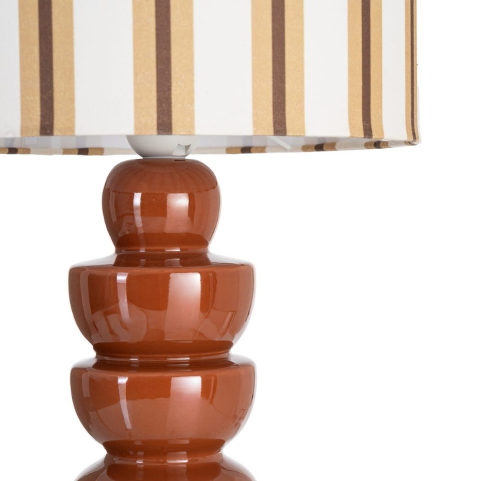 Lampă de masă din ceramică teracotă cu abajur textil cu dungi [2]