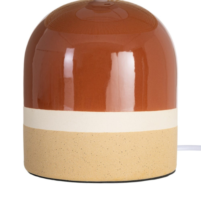Lampă de masă din ceramică teracotă cu abajur tip ratan [4]