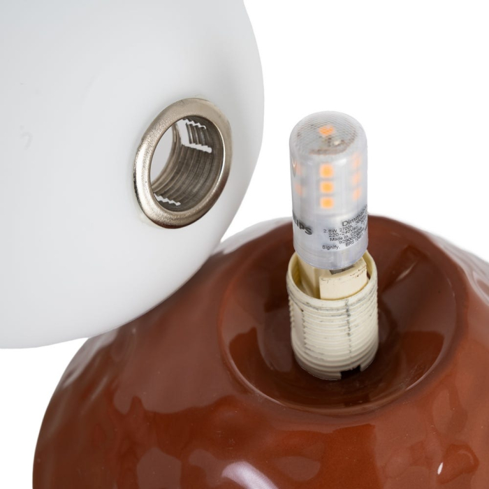 Lampă de masă din ceramică teracotă cu glob din sticlă [5]
