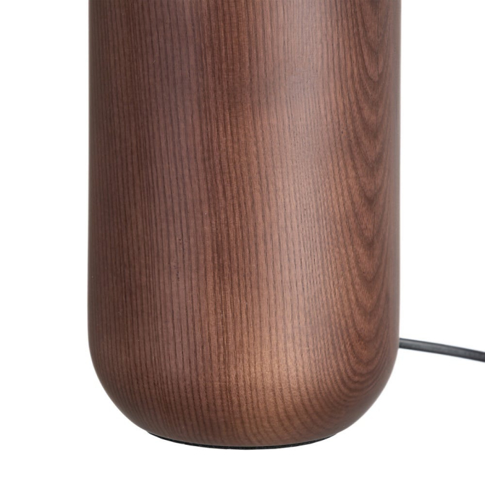 Lampă de masă din lemn maro și metal auriu cu abajur din sticlă albă [5]