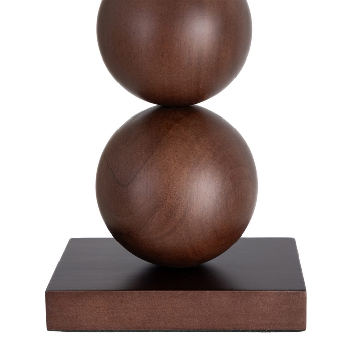 Lampă de masă din lemn maro și metal cu bază geometrică și abajur alb [6]