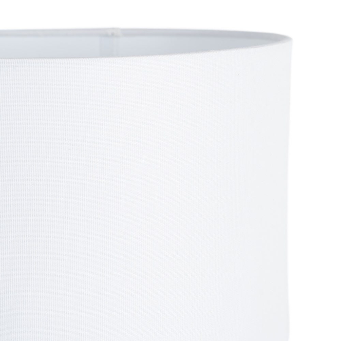 Lampă de masă din lemn maro și metal cu bază geometrică și abajur alb [3]