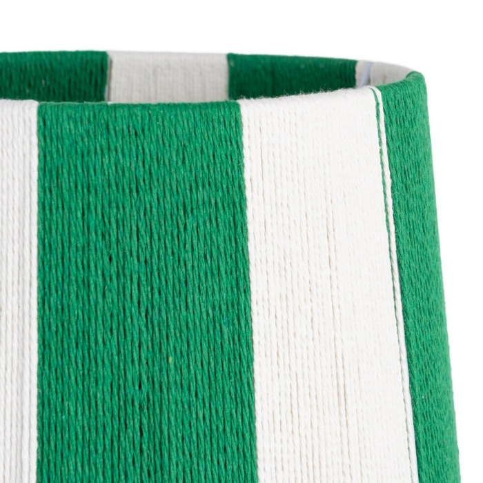 Lampă de masă din lemn negru cu bază sculptată și abajur alb și verde [3]