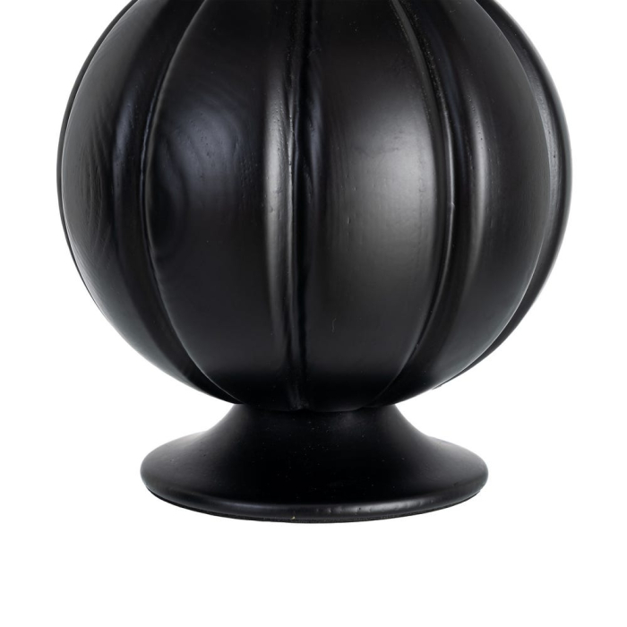 Lampă de masă din lemn negru cu bază sculptată și abajur alb și verde [5]