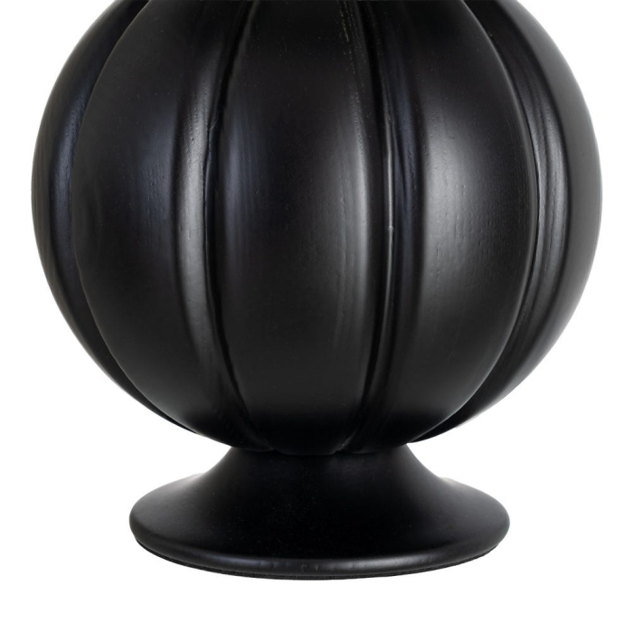 Lampă de masă din lemn negru cu bază sculptată și abajur alb și verde [5]