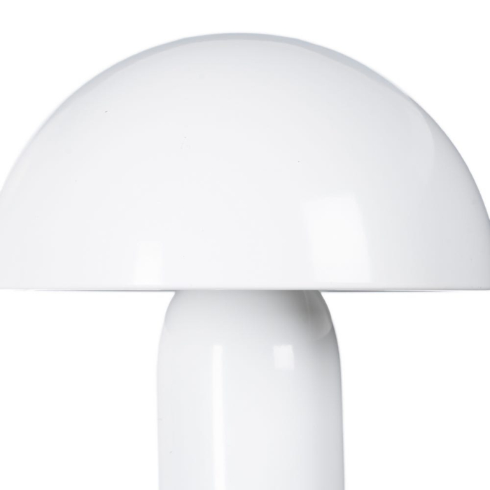 Lampa de masă din metal alb tip ciupercă lucios – proporții echilibrate [3]