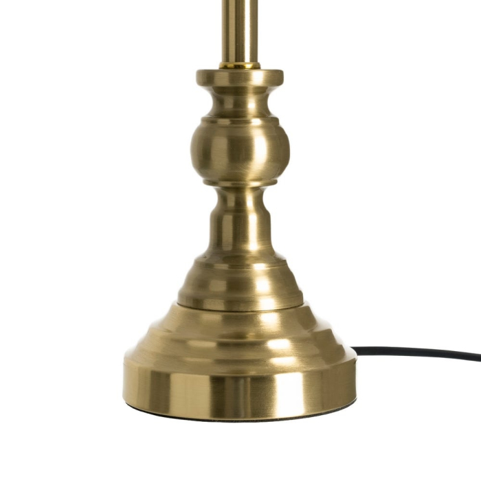 Lampă de masă din metal argintiu cu picior decorativ clasic și abajur din in crem [5]