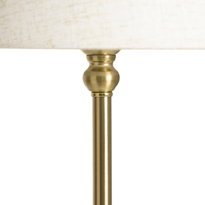 Lampă de masă din metal argintiu cu picior decorativ clasic și abajur din in crem [5]