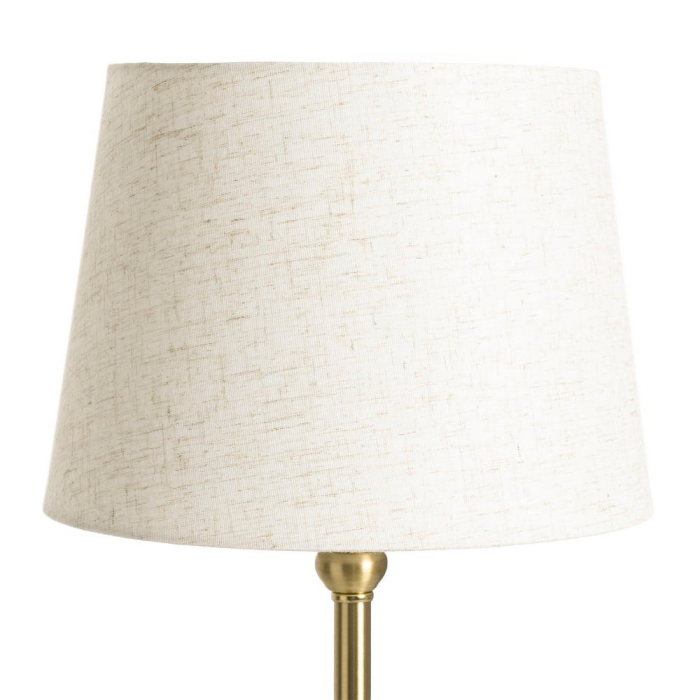 Lampă de masă din metal argintiu cu picior decorativ clasic și abajur din in crem [4]