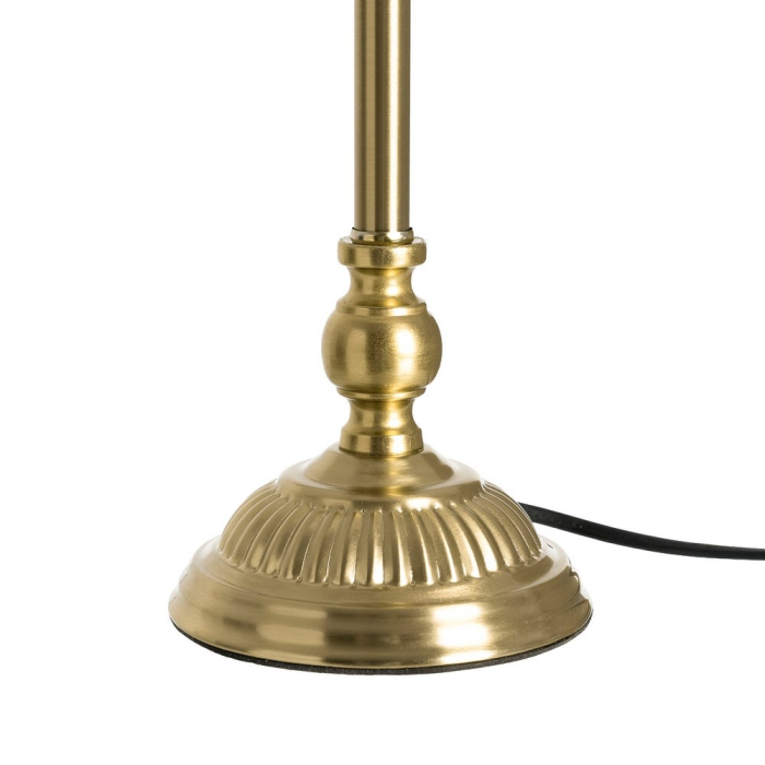 Lampă de masă din metal argintiu cu picior decorativ clasic și abajur din in crem [6]