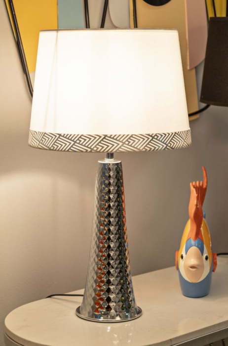 Lampă metal argintiu cu abajur [6]