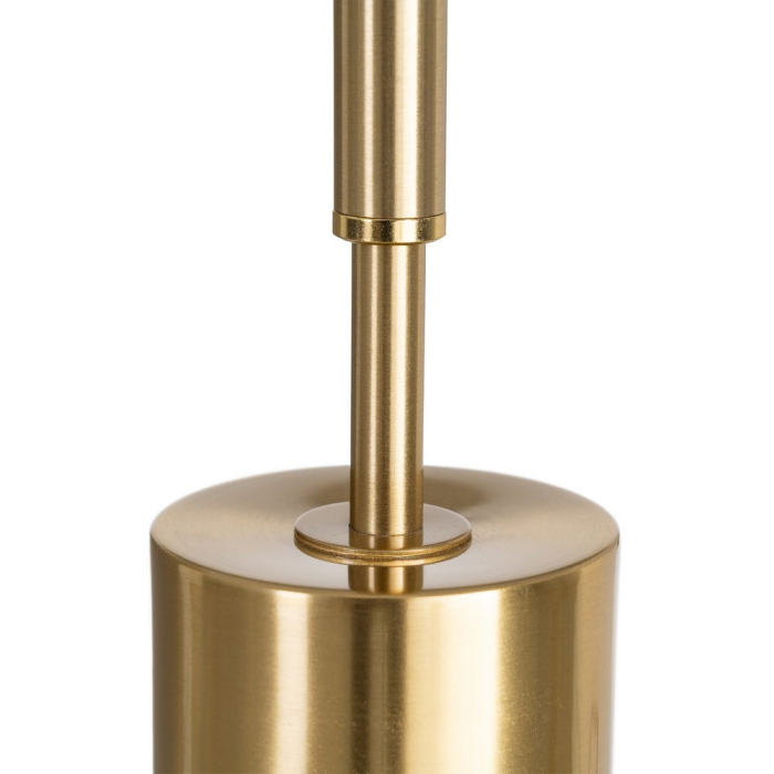 Lampă de masă din metal auriu cu abajur alb din stofă [4]