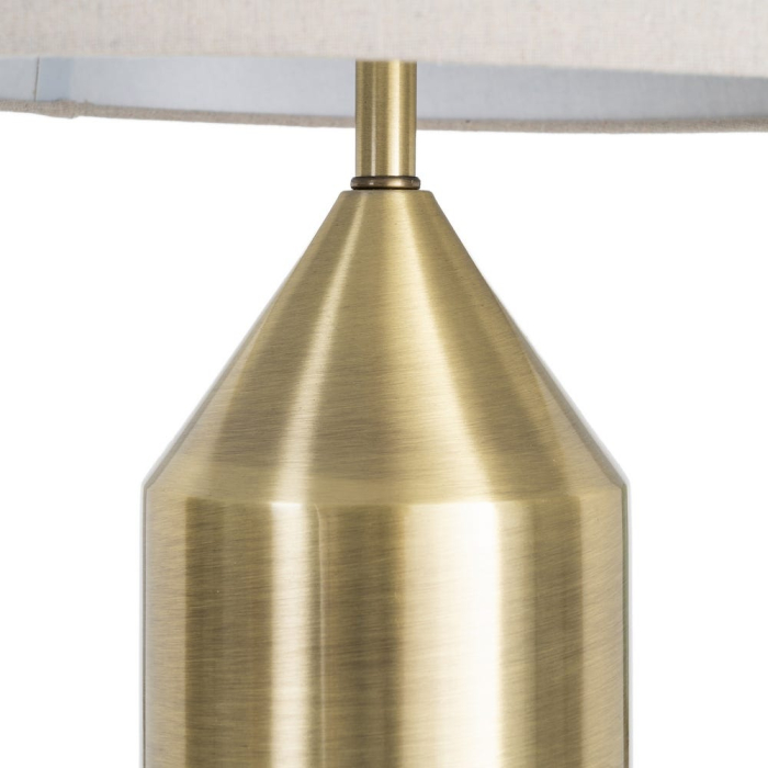 Lampă de masă din metal auriu cu abajur din stofă albă [5]