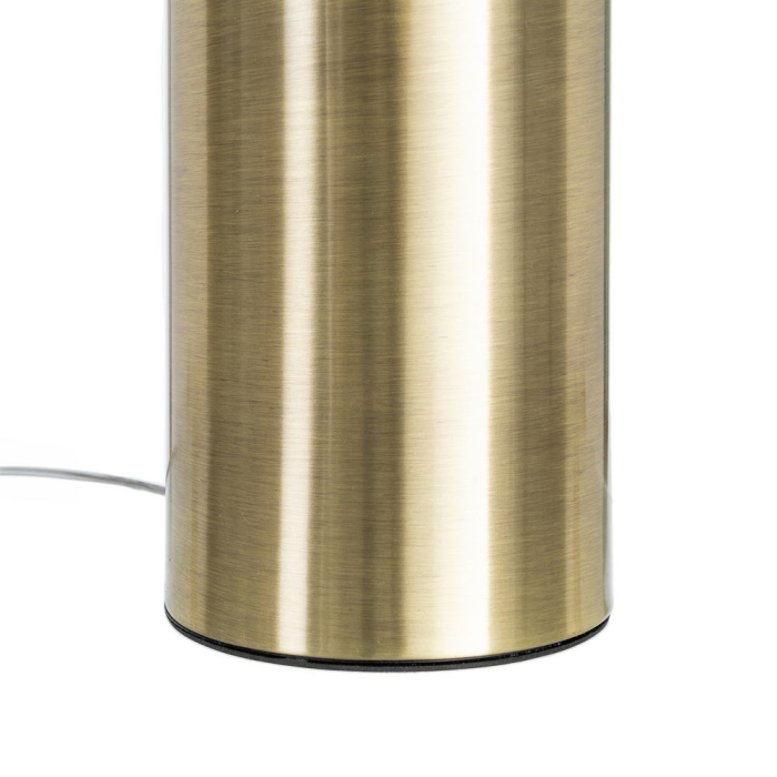 Lampă de masă din metal auriu cu abajur din stofă albă [6]