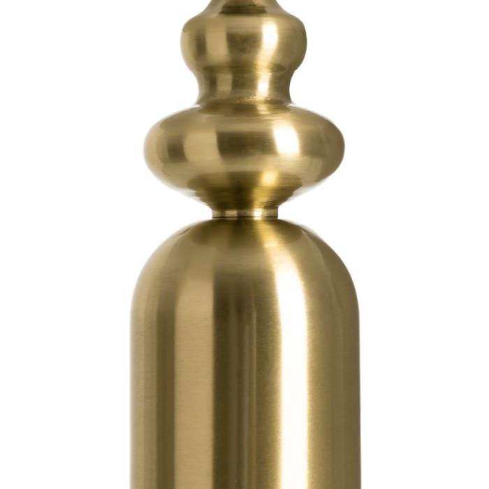 Lampă de masă din metal auriu cu bază decorativă cilindrică și abajur din in crem [6]