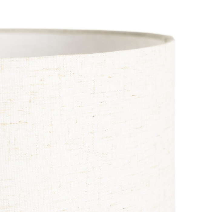 Lampă de masă din metal auriu cu bază decorativă cilindrică și abajur din in crem [4]