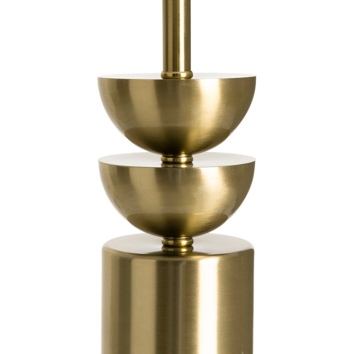 Lampă de masă din metal auriu cu bază decorativă și abajur din in crem [5]
