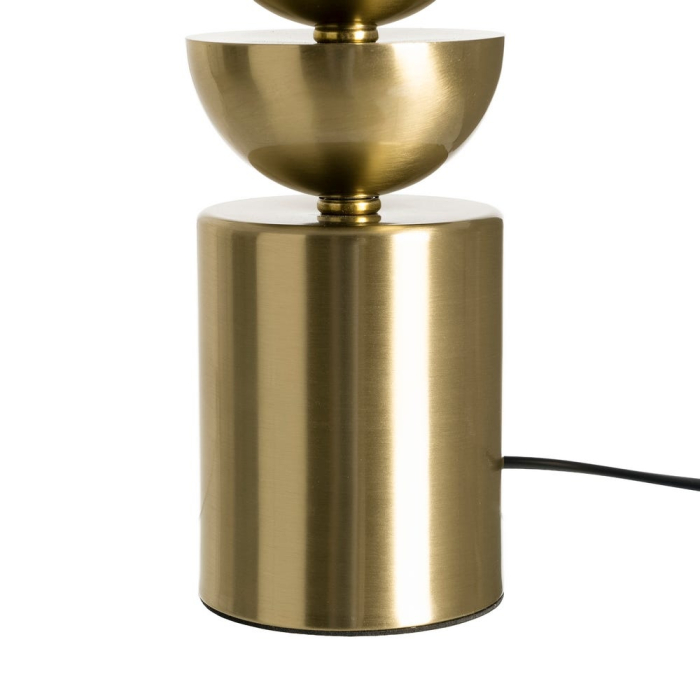 Lampă de masă din metal auriu cu bază decorativă și abajur din in crem [6]