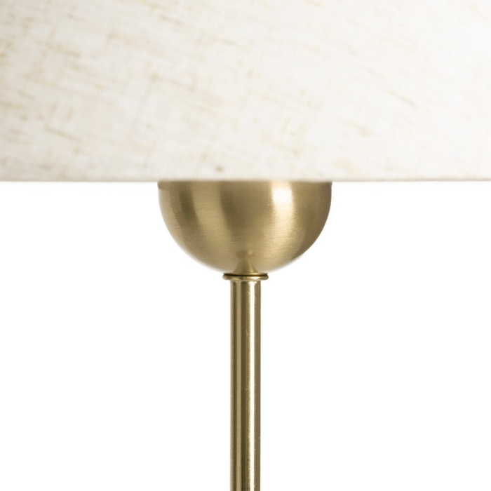 Lampă de masă din metal auriu cu bază sferică decorativă și abajur conic din in crem [3]