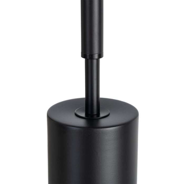 Lampă de masă din metal negru cu abajur alb din stofă [4]