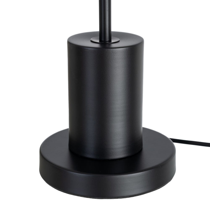 Lampă de masă din metal negru cu abajur alb din stofă [5]