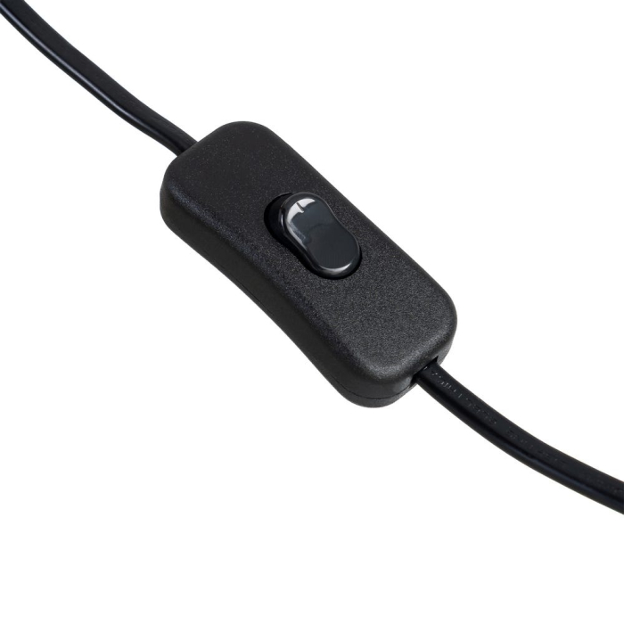 Lampă de masă din metal negru cu abajur alb din stofă [7]