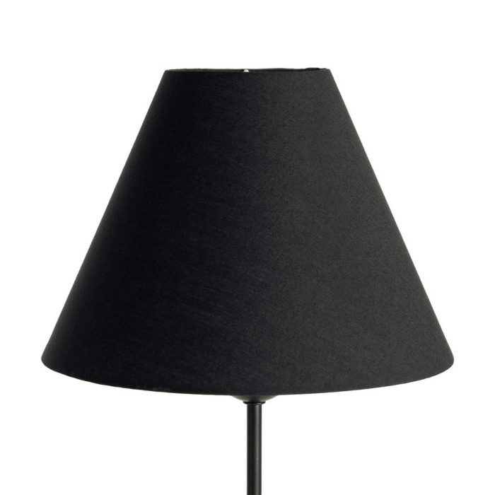 Lampă de masă din metal negru cu bază sferică decorativă și abajur conic din stofă neagră [4]