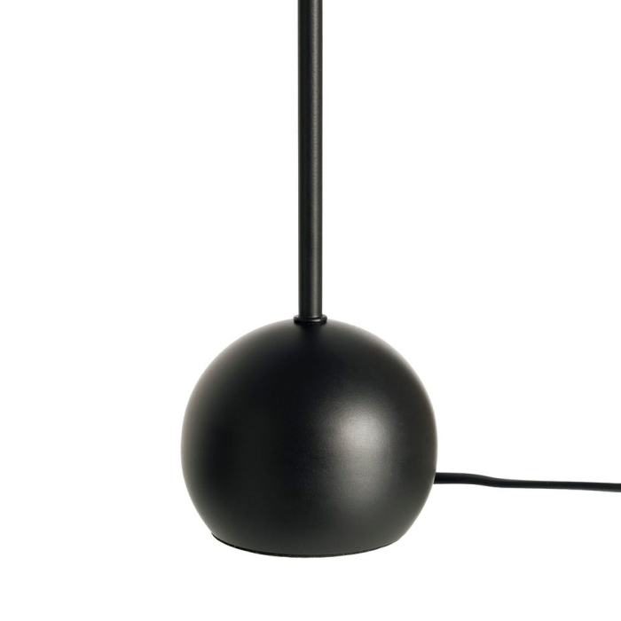 Lampă de masă din metal negru cu bază sferică decorativă și abajur conic din stofă neagră [5]