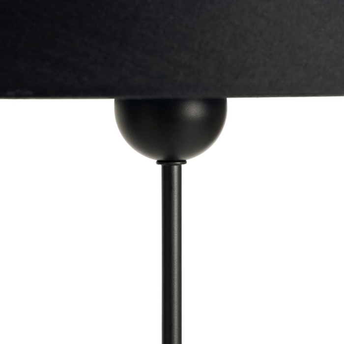 Lampă de masă din metal negru cu bază sferică decorativă și abajur conic din stofă neagră [2]