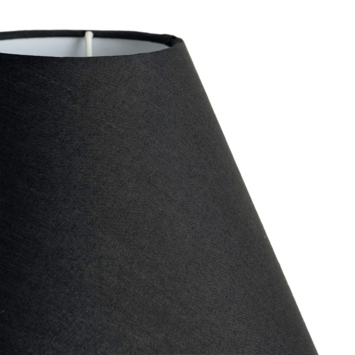 Lampă de masă din metal negru cu bază sferică decorativă și abajur conic din stofă neagră [3]