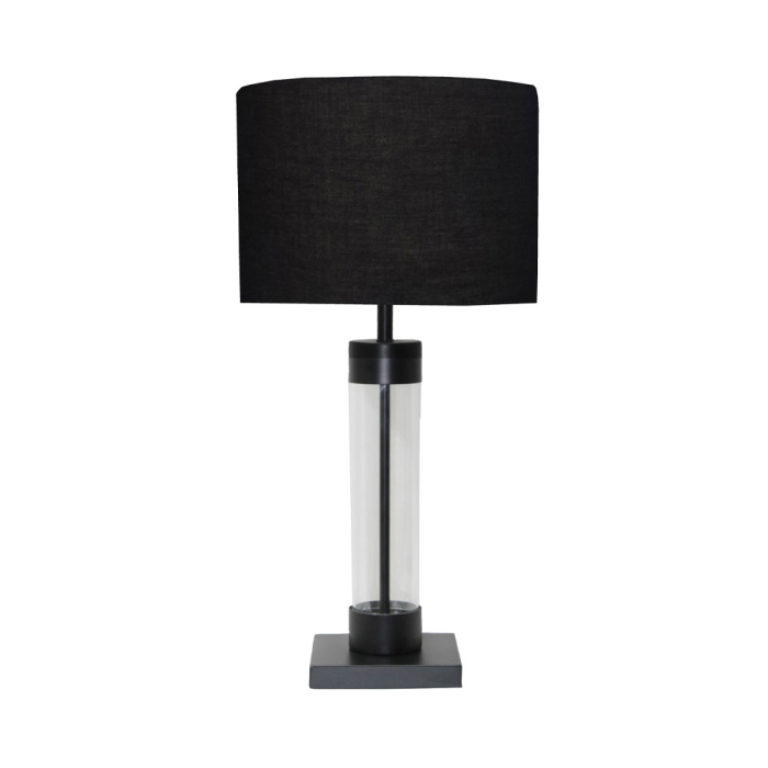 Lampă de masă metal sticlă fumurie negru moderna [1]