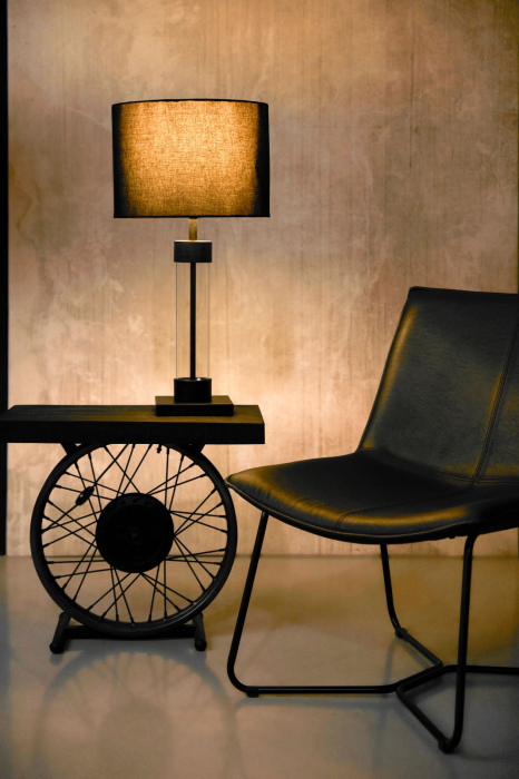 Lampă de masă metal sticlă fumurie negru moderna [2]