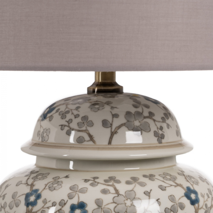 Lampa alb-gri portelan cu abajur neutru pentru decor nordic|Lampi ambientale elegante pentru interioare naturale [5]