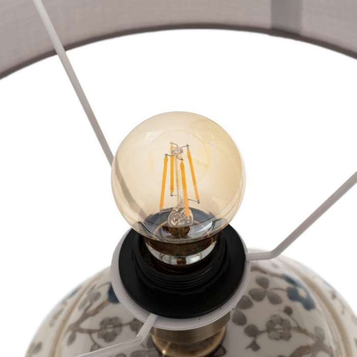 Lampa alb-gri portelan cu abajur neutru pentru decor nordic|Lampi ambientale elegante pentru interioare naturale [4]