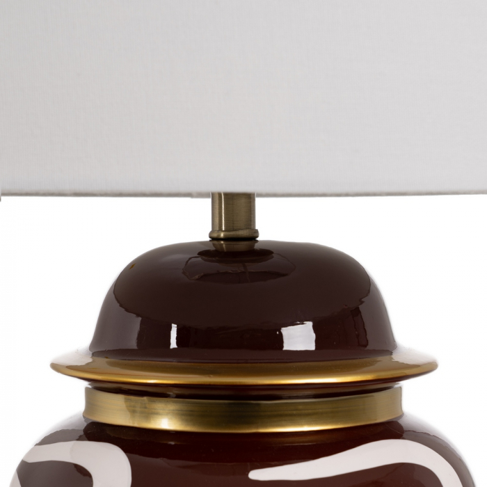 Lampa portelan alb-maro cu abajur in pentru noptiera|Lampi decorative pentru iluminat stilat [5]