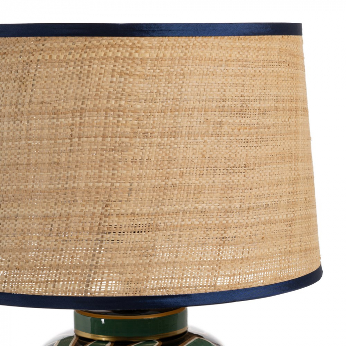 Lampa portelan negru-verde cu abajur din fibra naturala|Lampi elegante pentru decoruri sofisticate [3]