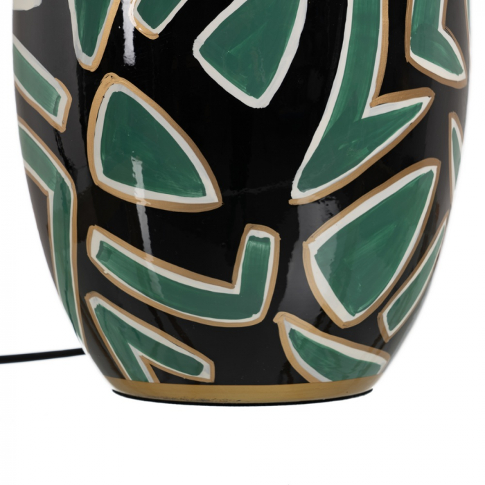 Lampa portelan negru-verde cu abajur din fibra naturala|Lampi elegante pentru decoruri sofisticate [9]
