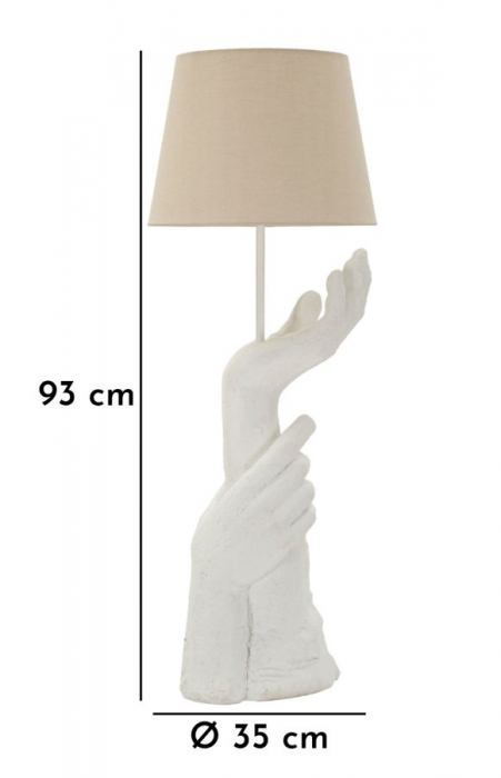 Lampă de masă din rășină albă cu abajur bej [8]
