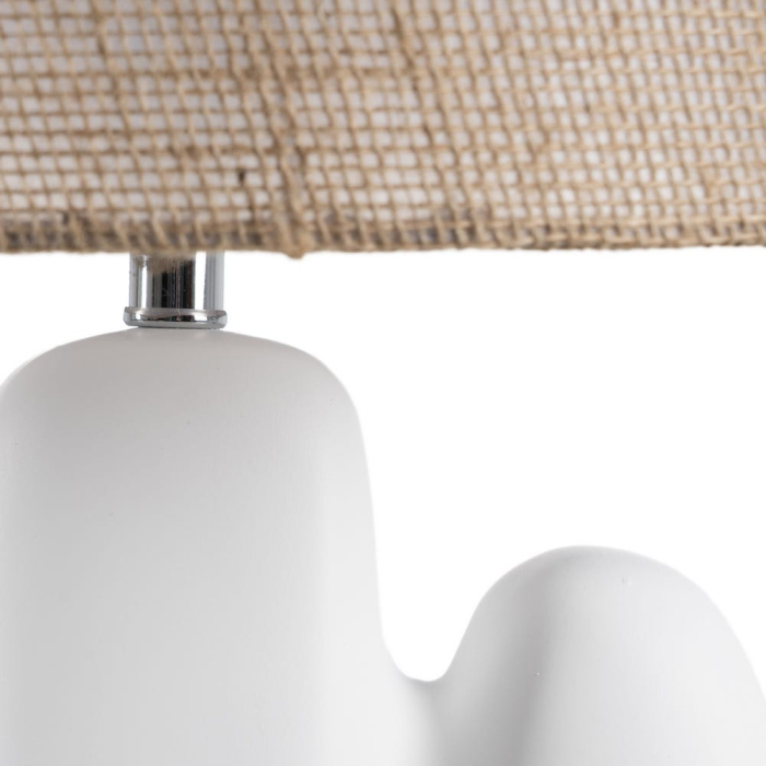 Lampa de masă din rășină albă – abajur din in bej [5]