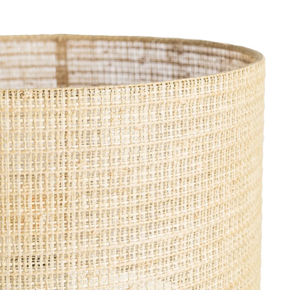 Lampă de masă din rășină albă cu discuri decorative și abajur din ratan [3]