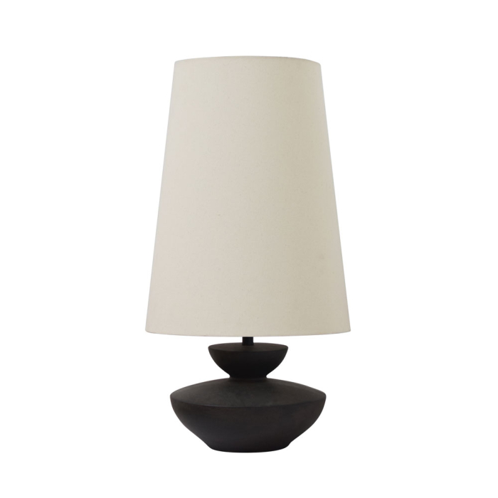 Lampă de masă din rășină neagră cu abajur textil bej – model OMONDI [1]