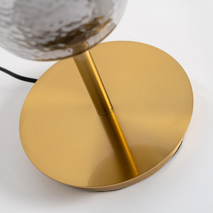 Lampă de masă din sticlă gri și metal auriu cu design vintage [3]