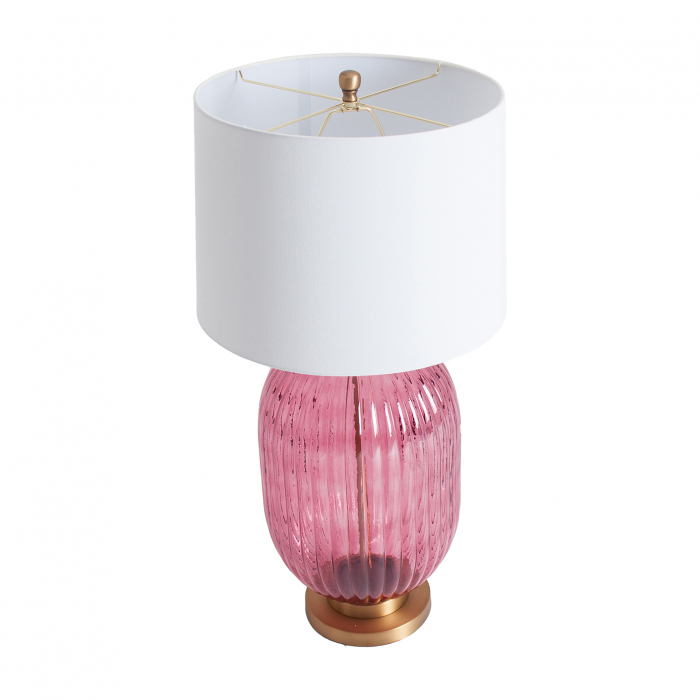 Lampa masa sticla roz kitsch|Lampi decorative colorate [2]