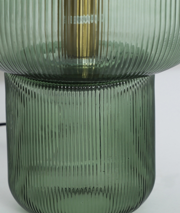 Lampă de masă din sticlă verde striată – lampă decorativă cu bază aurie [4]