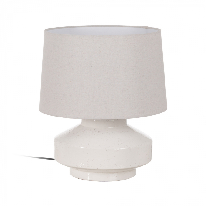Lampa din teracota alba cu abajur in pentru iluminat cald|Lampi rustice pentru decoruri naturale [1]
