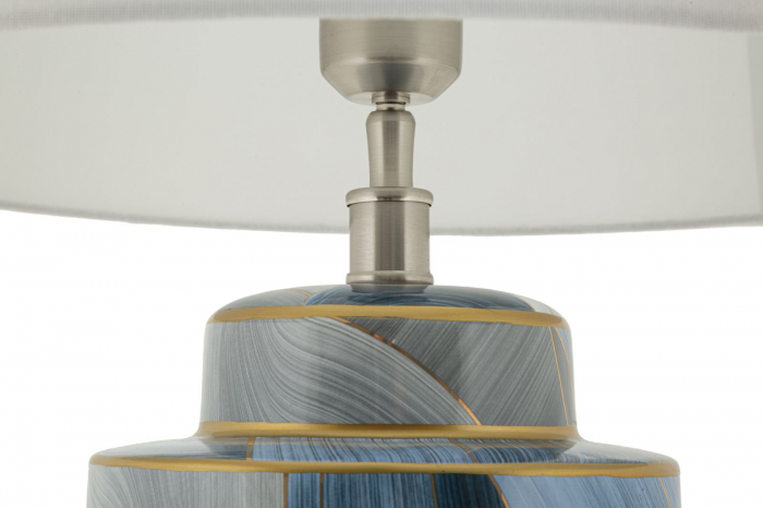 Lampa de masa ceramica albastra cu insertii aurii CreativDeco [2]