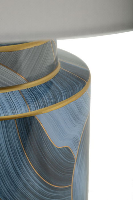 Lampa de masa ceramica albastra cu insertii aurii CreativDeco [3]