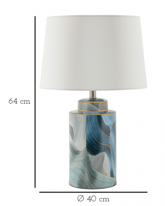 Lampa de masa ceramica albastra cu insertii aurii CreativDeco [6]