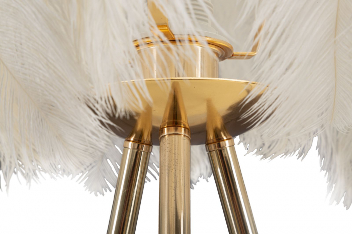 Lampa de masa Feather, metal/pene, auriu/alb [5]